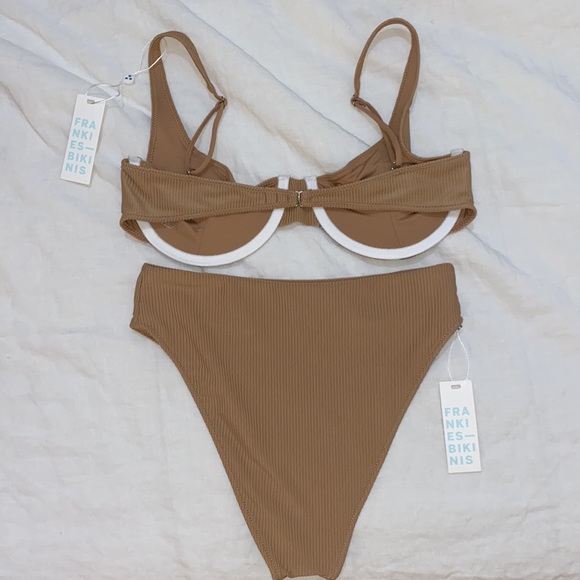 NWT Frankie’s Bikinis ribbed bikini set. L top and M bottom. - Picture 3 of 4